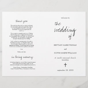 Brittany Elegant Christian Folded Wedding Programm