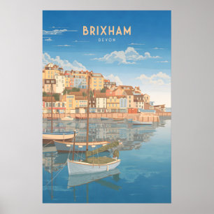 Brixham Devon Affiche de voyage au bord de la mer