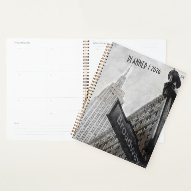 Broadway Corner Sign New York City 2026 Planner  (Devant avec enveloppe)