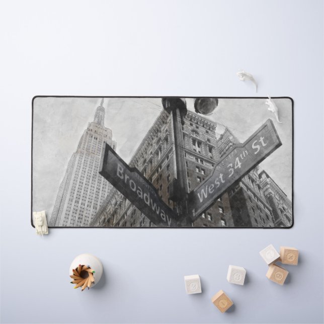 Broadway NYC Desk Mat - Noir & Blanc New York (Tableau pour enfants)