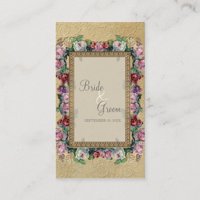 Brocade Or Floral Formal Élégant Cartes de siège (Devant)