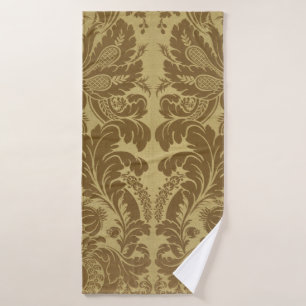 Brocard de Damas floral doré moutarde vintage