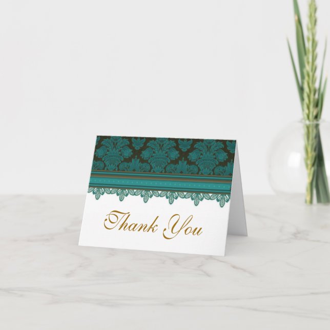 Brocard de dentelle bleue vintage merci (Devant)