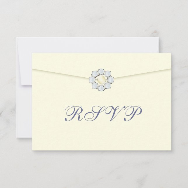 Broche Diamant et Perle sur enveloppe RSVP (Devant)