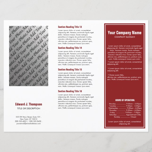 Brochure à bordure simple en blanc rouge (Devant)
