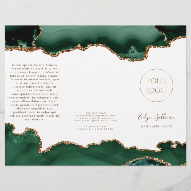 Brochure arrière - plan couleur vert émeraude (Devant)