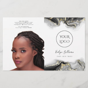Brochure bidirectionnelle design marbré noir