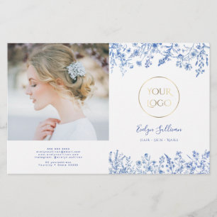 Brochure bifold fleur sauvage bleu français