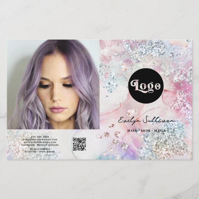 Brochure bifold parties scintillant d'aquarelle ir (Devant)