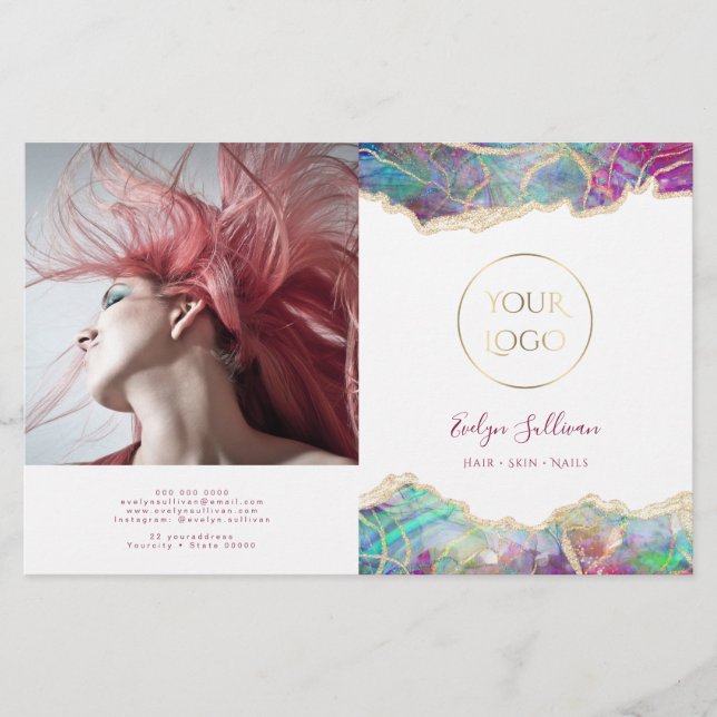 Brochure bipli design opale Fuchsia aquamarine (Devant)