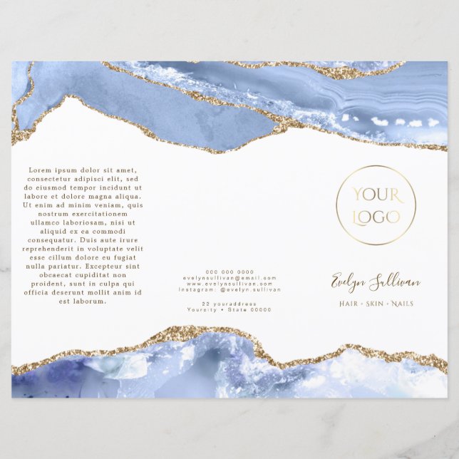 Brochure d'agate bleu fleur (Devant)