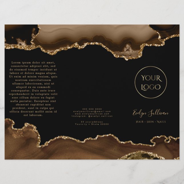 brochure d'agate brun et or (Devant)