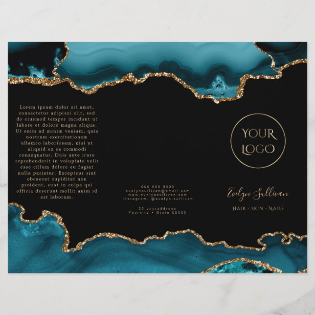 Brochure d'agate turquoise et or (Devant)