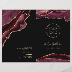 brochure de menu de service d'agate bordeaux et or