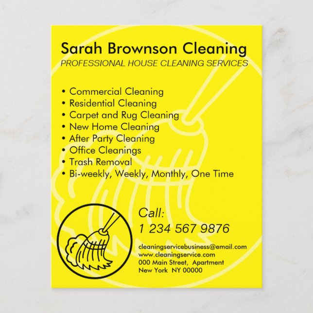 Brochure de nettoyage minimaliste Jaune (Devant)