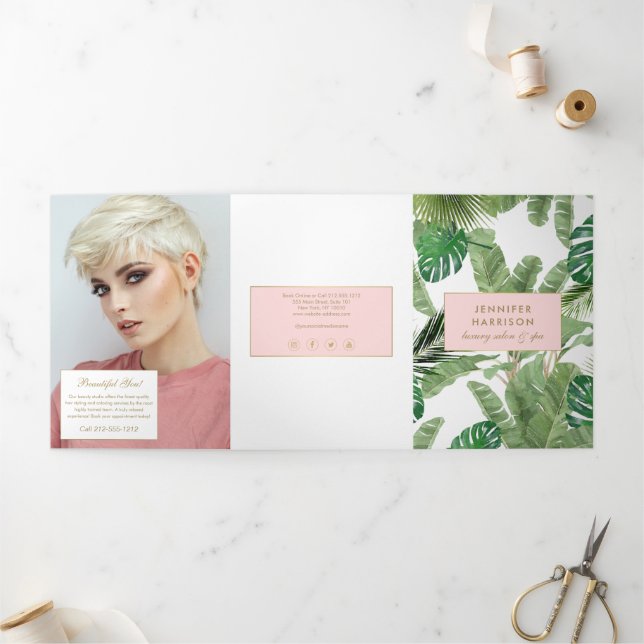 Brochure de salon à motif de feuilles tropicales à (Extérieur)