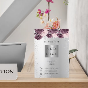 Brochure d'entreprise florale bordeaux argent