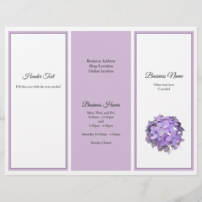 Brochure d'entreprise semi-pliée florale Lavender (Devant)