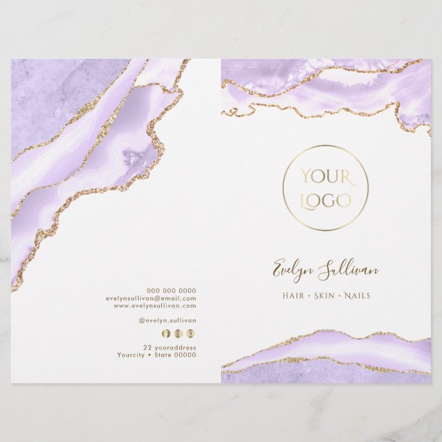 brochure du menu du service agate lavande (Devant)