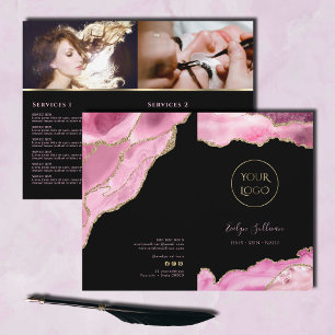 brochure du menu du service agate rose chaud