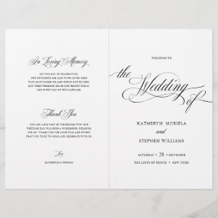 Brochure du programme de mariage élégant à script