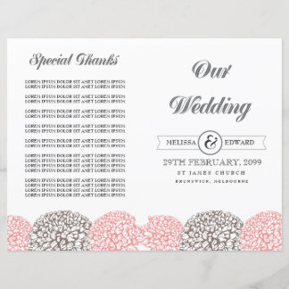 Brochure du programme de mariage vintage aux fleur