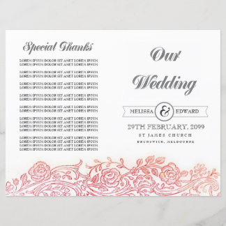 Brochure du programme de mariage vintage en fleur