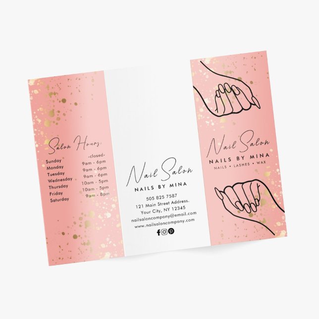 Brochure du salon à ongles blanc et rose Gold Spec (Créateur téléchargé)