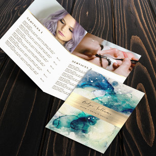 Brochure du service d'aquarelle turquoise bleue