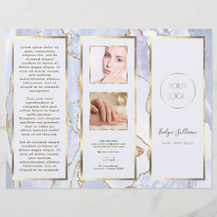 Brochure élégante Pastel Blue and Gold Agate