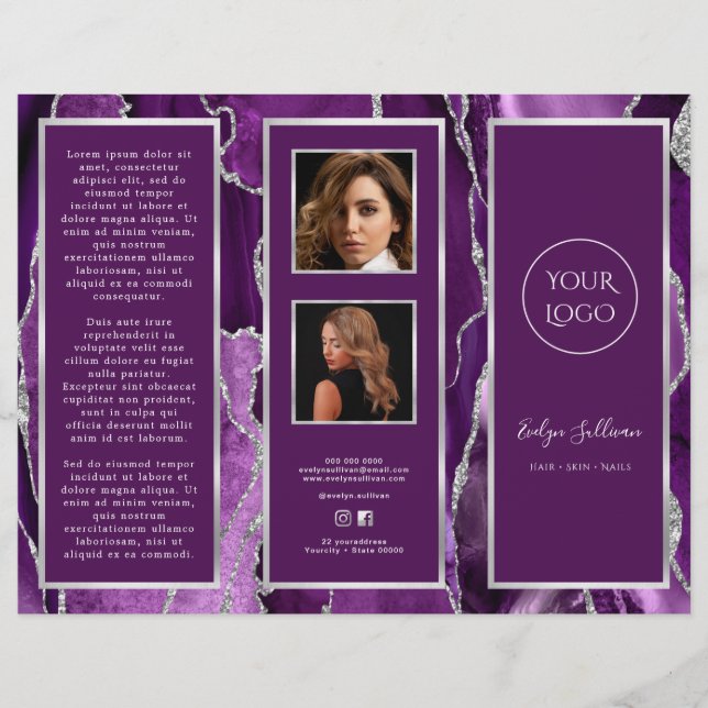 Brochure élégante violet argenté (Devant)