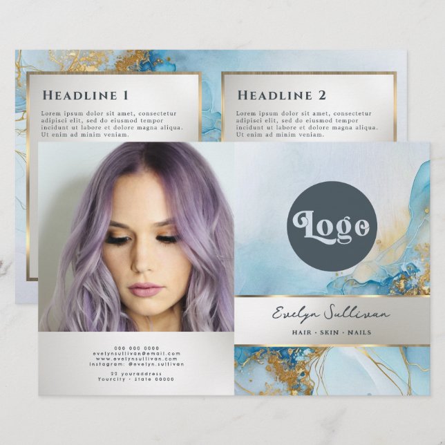 brochure en marbre bleu (Devant / Derrière)