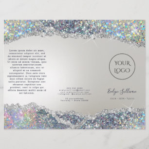 Brochure Faux iridescente argent feuille parties s