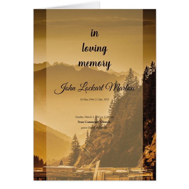 Brochure funèbre imprimable de modèle (Devant)