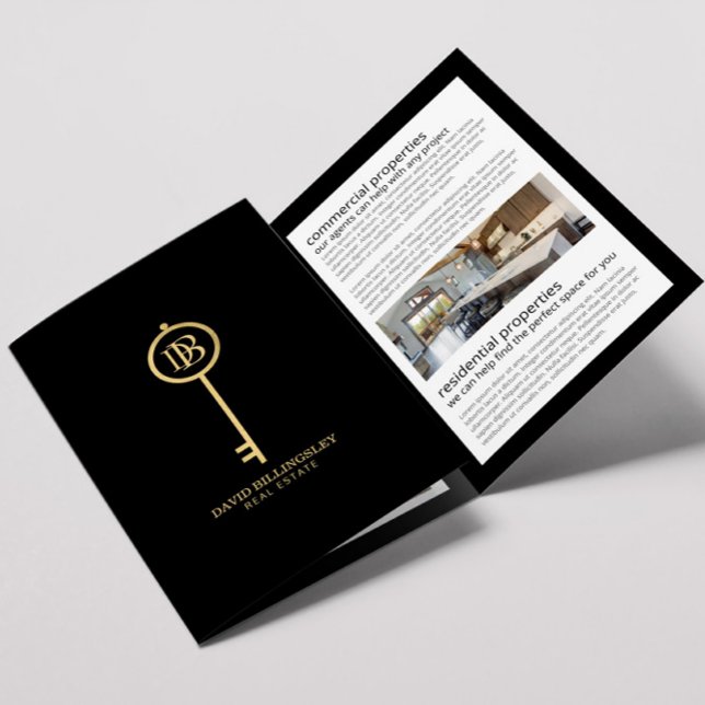 Brochure immobilière Luxe Gold/Black Skeleton Key (Créateur téléchargé)