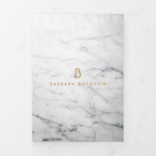 Brochure monogramme minimaliste Marbre blanc or