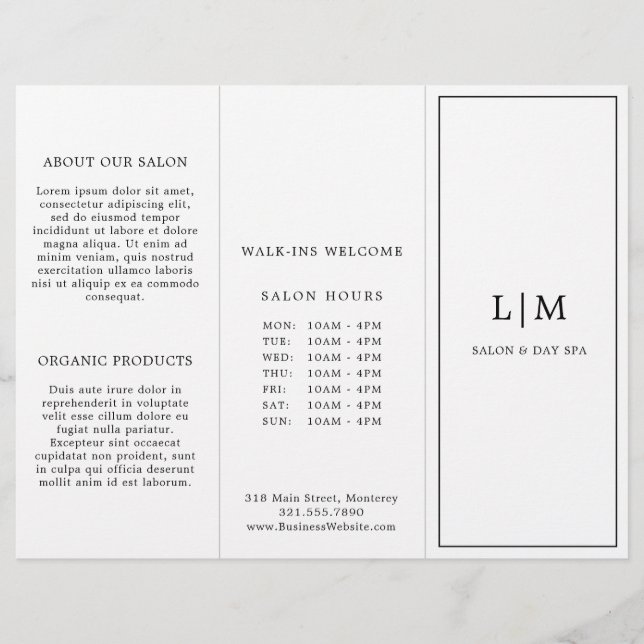 Brochure monogramme minimaliste pour trois entrepr (Devant)