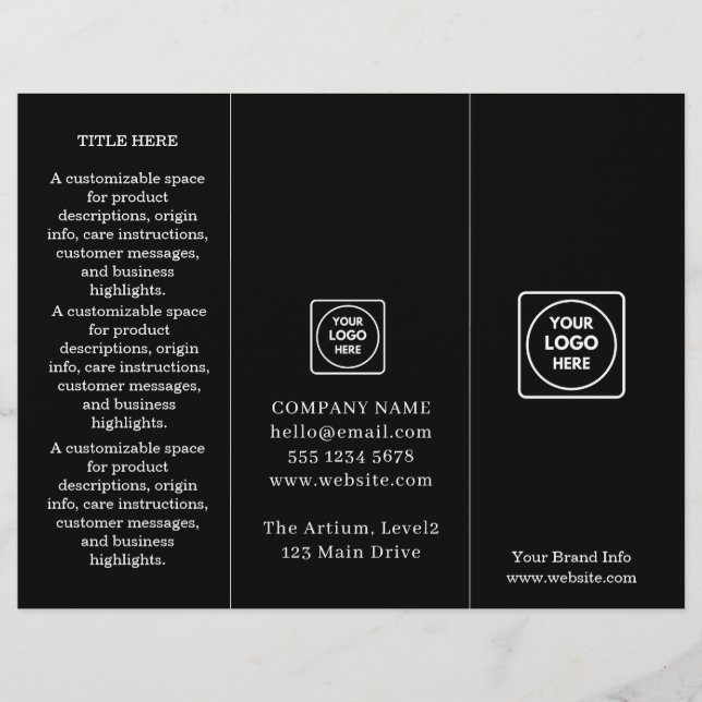 Brochure noire pliée | Entreprise moderne personna (Devant)