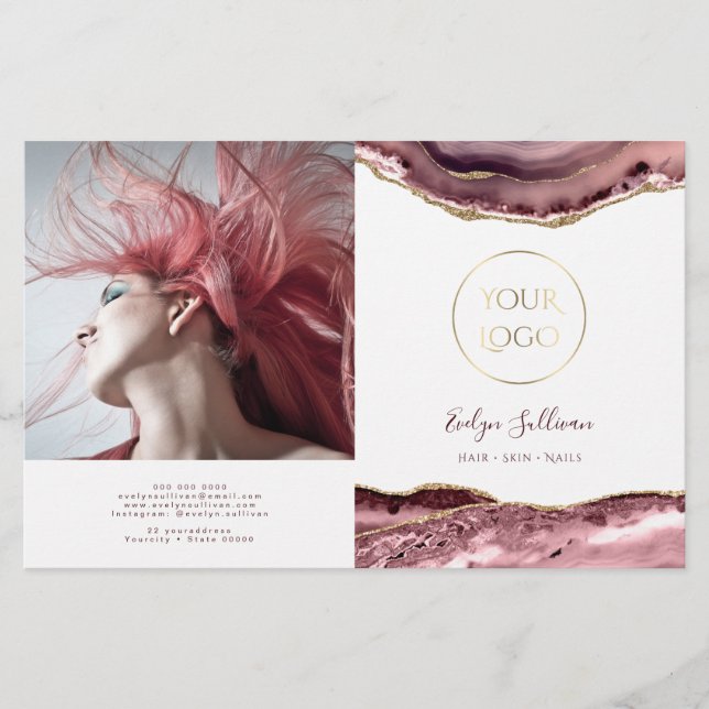 Brochure pliante d'agate rose Dusty (Devant)