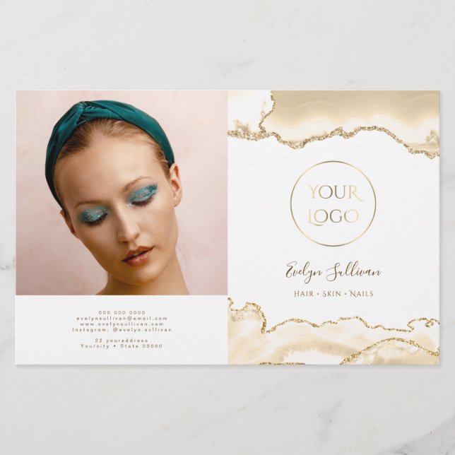 brochure pliante délicate à agate de pêche (Devant)