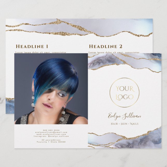 Brochure pliée d'agneau bleu gris (Devant / Derrière)