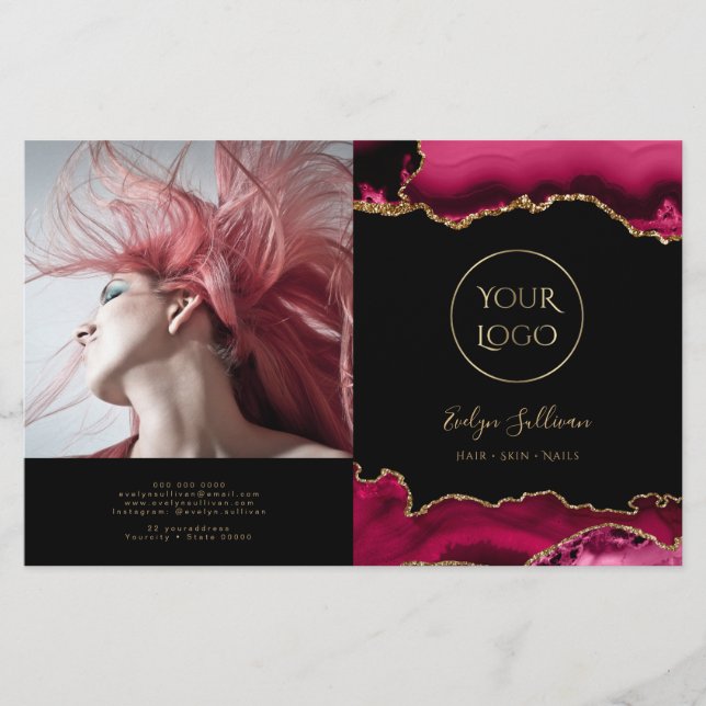 brochure pliée magenta rouge agneau (Devant)