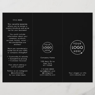 Brochure pliée noire moderne de marque commerciale