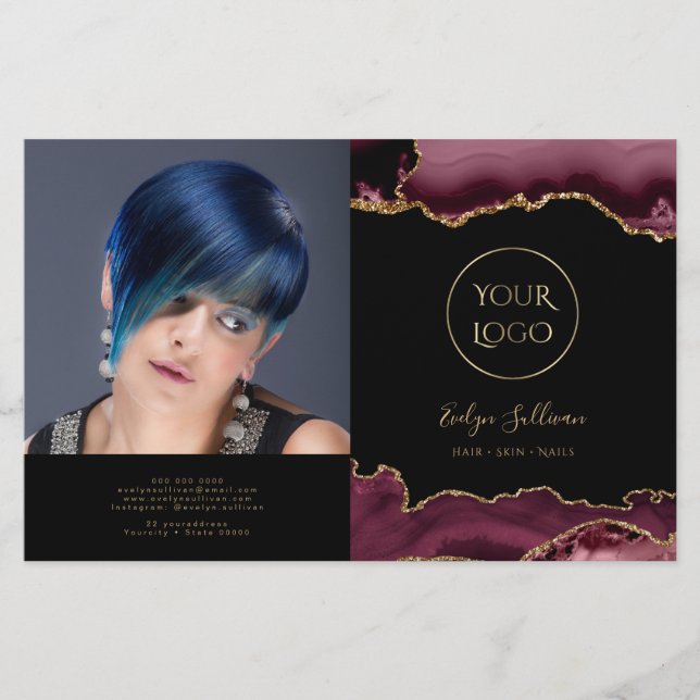 brochure pliée sur l'agate bordeaux (Devant)