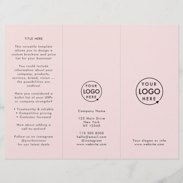 Brochure pour professionnels Blush Pink Trifold (Devant)