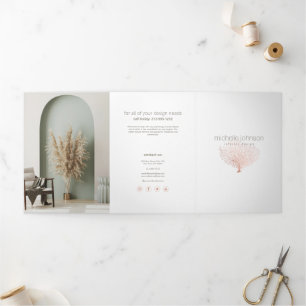 Brochure rose Gold Sea Fan Coral Design d'intérieu