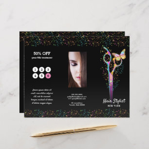 brochure styliste de cheveux faux parties scintill