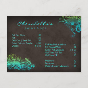 Brochure sur carte postale Spa de salon Floral