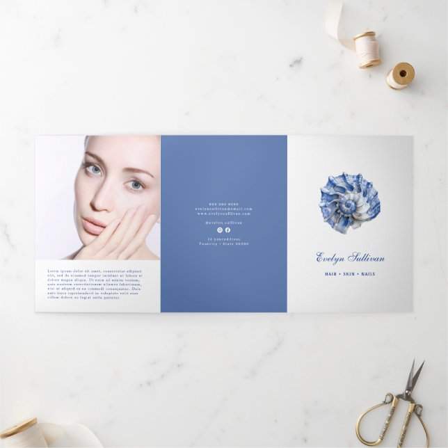Brochure triplée du logo Blue Seashell (Extérieur)