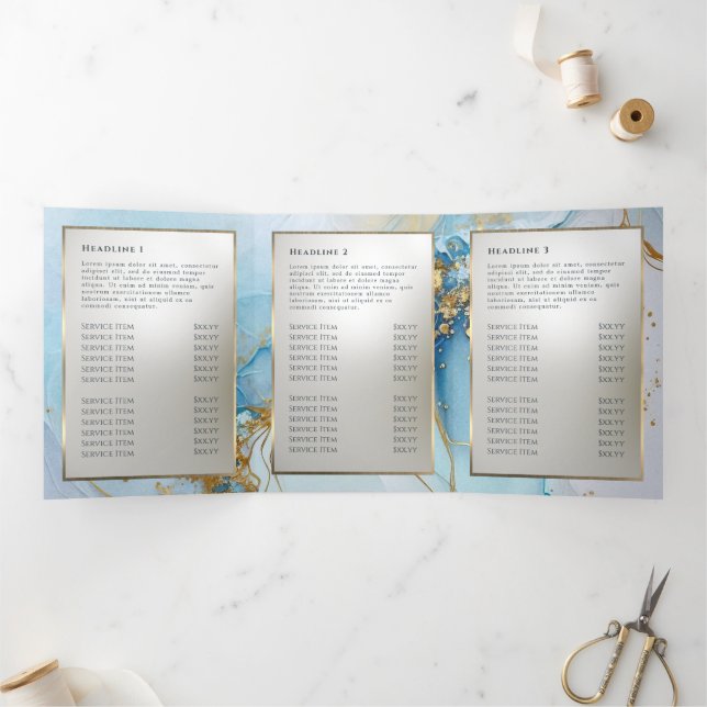 brochure triplée en marbre bleu rose (Intérieur)